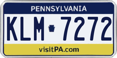 PA license plate KLM7272