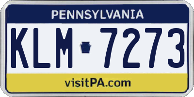 PA license plate KLM7273