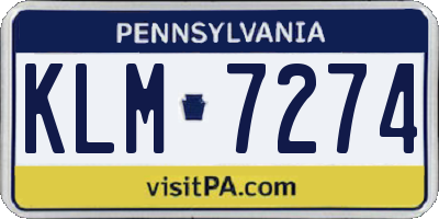 PA license plate KLM7274