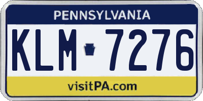 PA license plate KLM7276