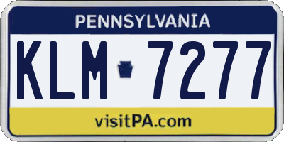 PA license plate KLM7277