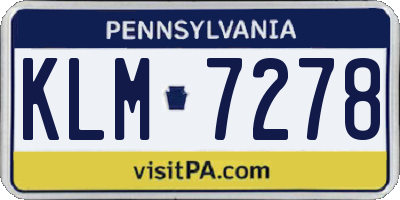 PA license plate KLM7278