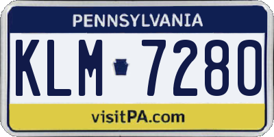 PA license plate KLM7280