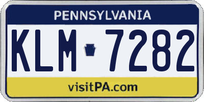 PA license plate KLM7282