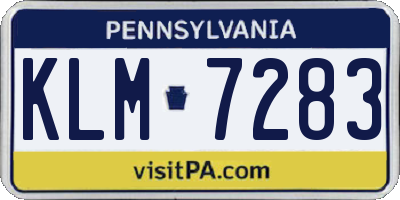 PA license plate KLM7283