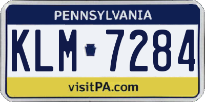 PA license plate KLM7284