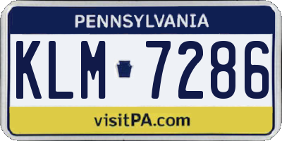 PA license plate KLM7286
