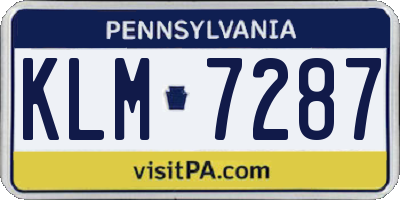 PA license plate KLM7287
