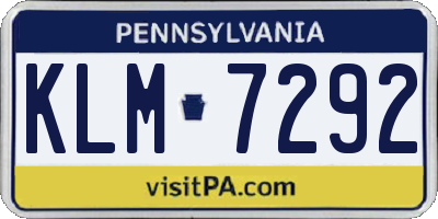 PA license plate KLM7292