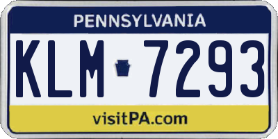 PA license plate KLM7293