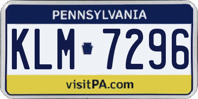 PA license plate KLM7296