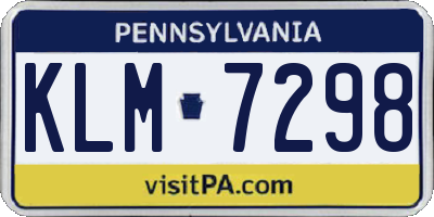 PA license plate KLM7298