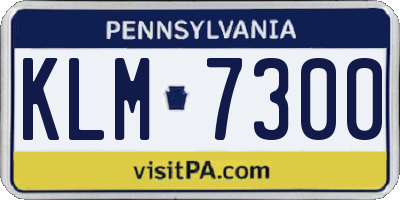 PA license plate KLM7300