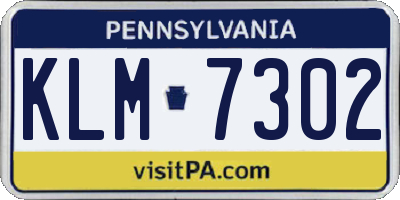 PA license plate KLM7302