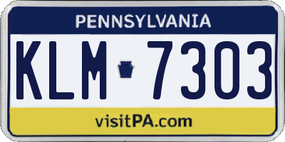 PA license plate KLM7303