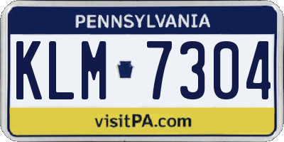 PA license plate KLM7304