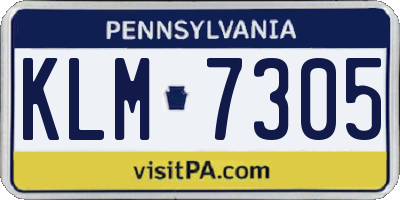 PA license plate KLM7305