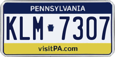 PA license plate KLM7307