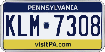 PA license plate KLM7308