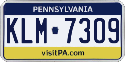 PA license plate KLM7309