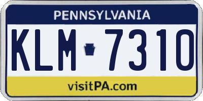 PA license plate KLM7310