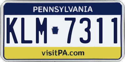 PA license plate KLM7311