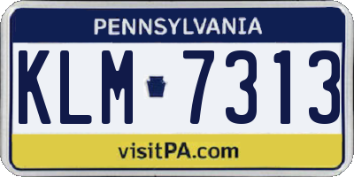 PA license plate KLM7313