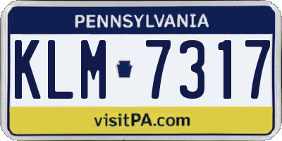 PA license plate KLM7317