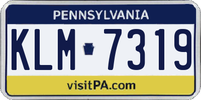 PA license plate KLM7319