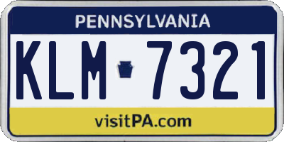 PA license plate KLM7321