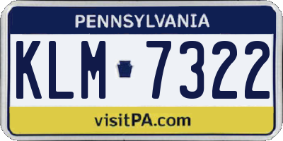 PA license plate KLM7322