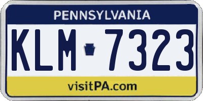PA license plate KLM7323