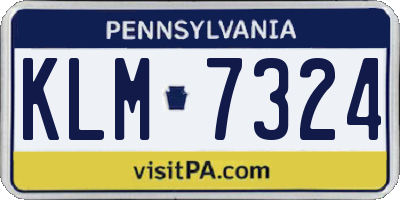 PA license plate KLM7324
