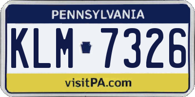 PA license plate KLM7326