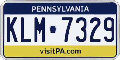 PA license plate KLM7329