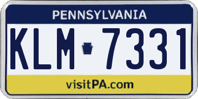 PA license plate KLM7331