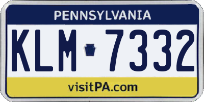 PA license plate KLM7332