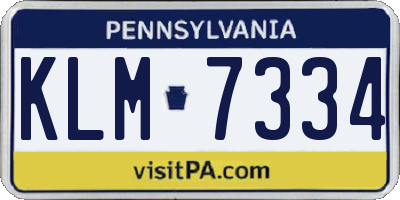 PA license plate KLM7334