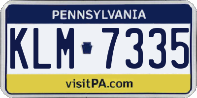 PA license plate KLM7335