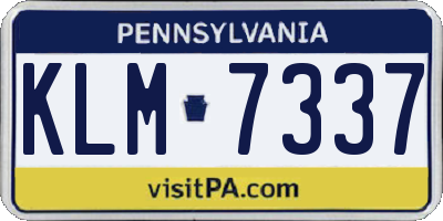PA license plate KLM7337