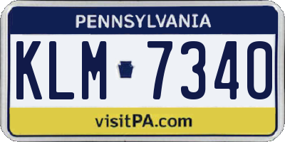 PA license plate KLM7340