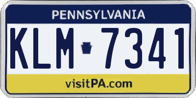 PA license plate KLM7341