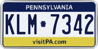PA license plate KLM7342