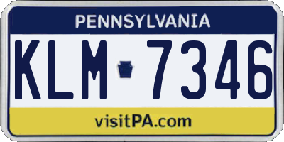 PA license plate KLM7346