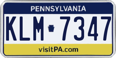 PA license plate KLM7347