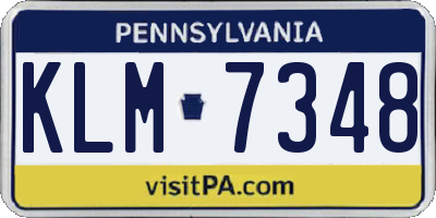 PA license plate KLM7348
