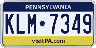PA license plate KLM7349