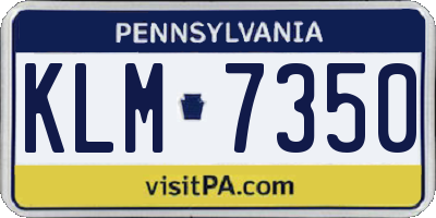 PA license plate KLM7350