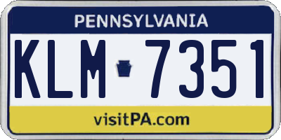 PA license plate KLM7351