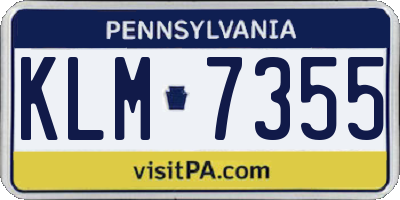 PA license plate KLM7355